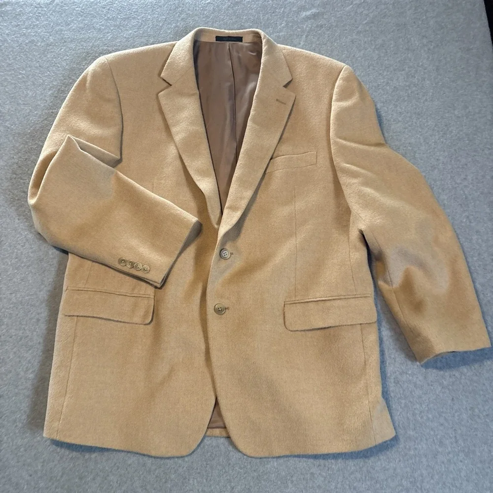 Chaps 100% Camel Hair‎ Beige Blazer Men's 46R RN-69456 Very Good Cond.